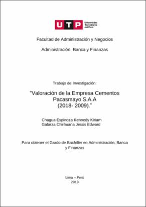 Valoración de la empresa Cementos Pacasmayo S. A. A. (2018 - 2009)