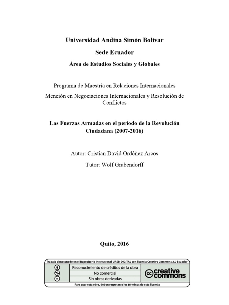 Las Fuerzas Armadas en el período de la Revolución Ciudadana (2007-2016)