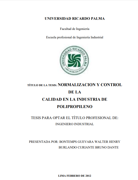 Normalización y Control de la calidad en la industria de Polipropileno