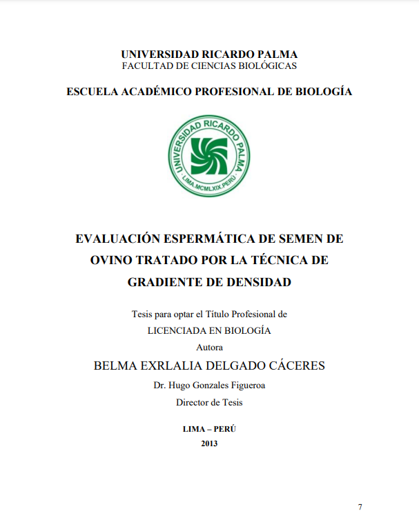 Evaluación espermática de semen de ovino tratado por la técnica de gradiente de densidad