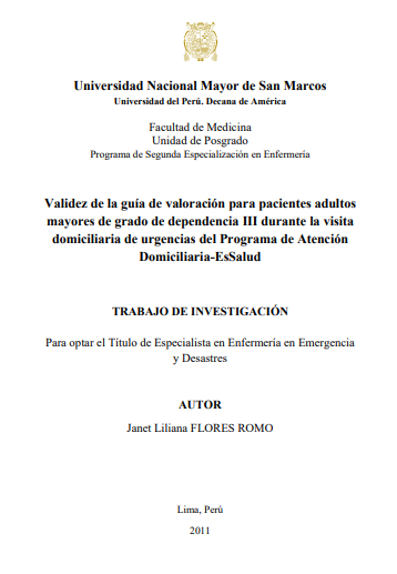 Validez de la guía de valoración para pacientes adultos mayores de grado de dependencia III