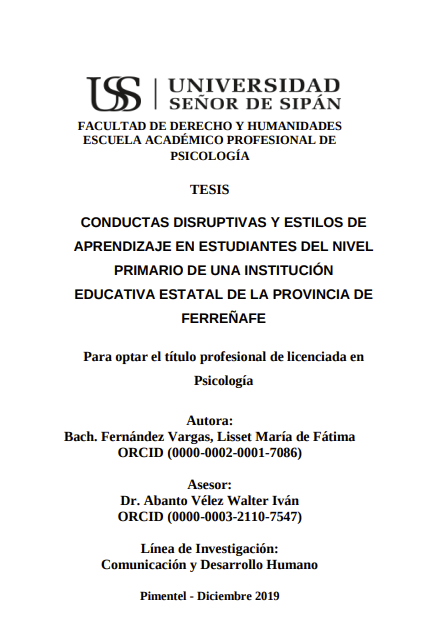 Conductas disruptivas y estilos de aprendizaje en estudiantes del nivel primario