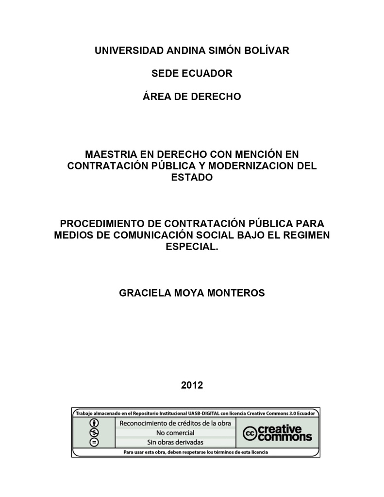 Procedimiento de contratación pública para medios de comunicación social bajo el régimen especial