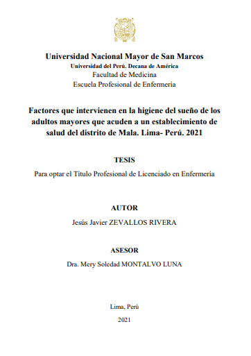 Factores que intervienen en la higiene del sueño de los adultos mayores