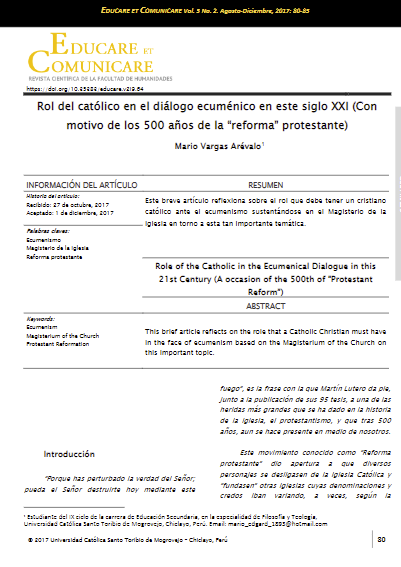 Rol del católico en el diálogo ecuménico en este siglo XXI