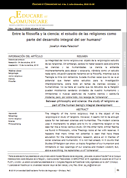 Entre la filosofía y la ciencia: el estudio de las religiones como parte del desarrollo integral del ser humano