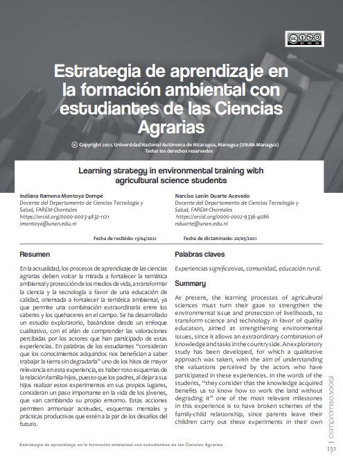 Estrategia de aprendizaje en la formación ambiental con estudiantes de las Ciencias Agrarias