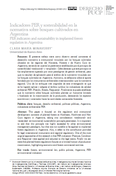 Indicadores PER y sostenibilidad en la normativa sobre bosques cultivados en Argentina