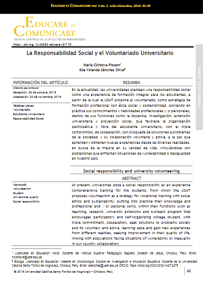 La Responsabilidad Social y el Voluntariado Universitario