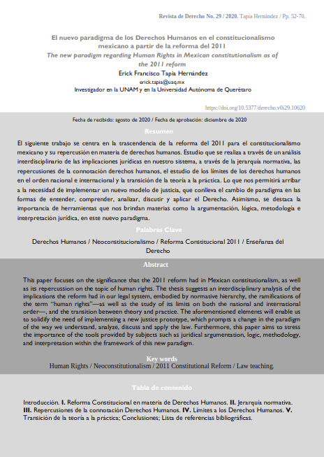 El nuevo paradigma de los Derechos Humanos en el constitucionalismo mexicano a partir de la reforma del 2011
