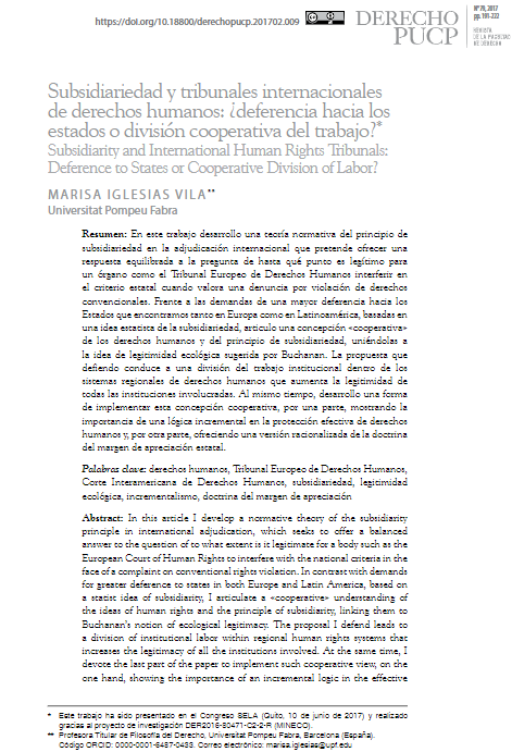 Subsidiariedad y tribunales internacionales de derechos humanos