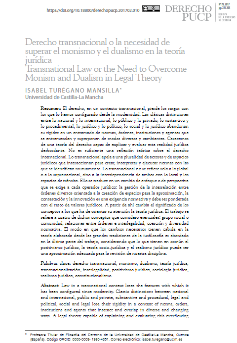 Derecho transnacional o la necesidad de superar el monismo y el dualismo en la teoría jurídica