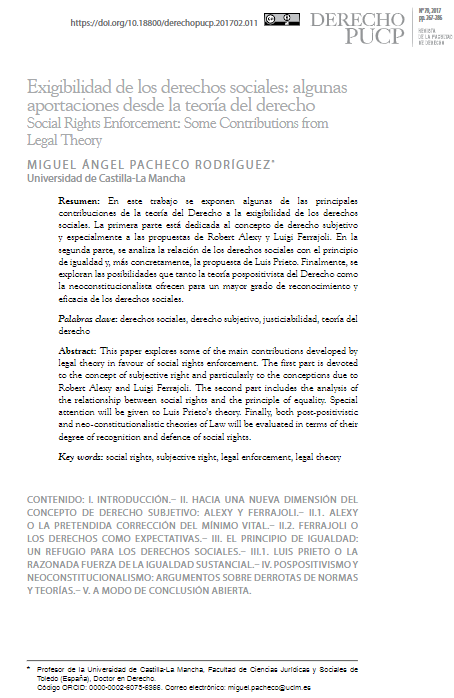 Exigibilidad de los derechos sociales: algunas aportaciones desde la teoría del derecho