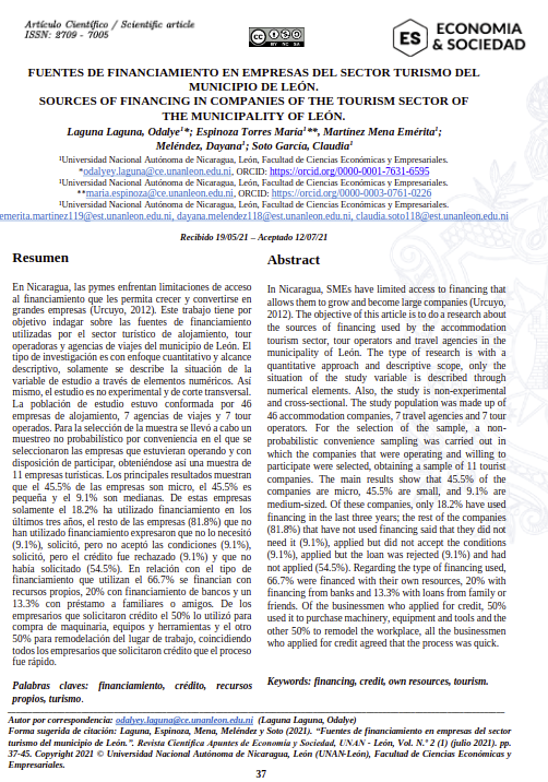 Fuentes de financiamiento en empresas del sector turismo del municipio de León