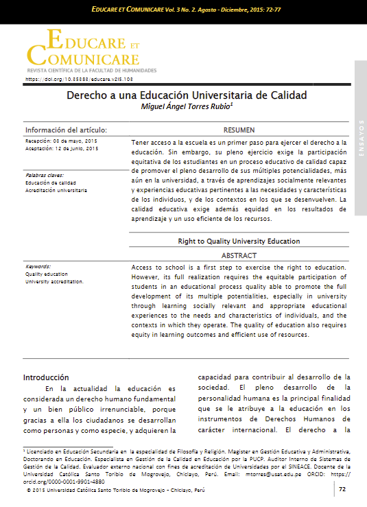 Derecho a una educación universitaria de calidad