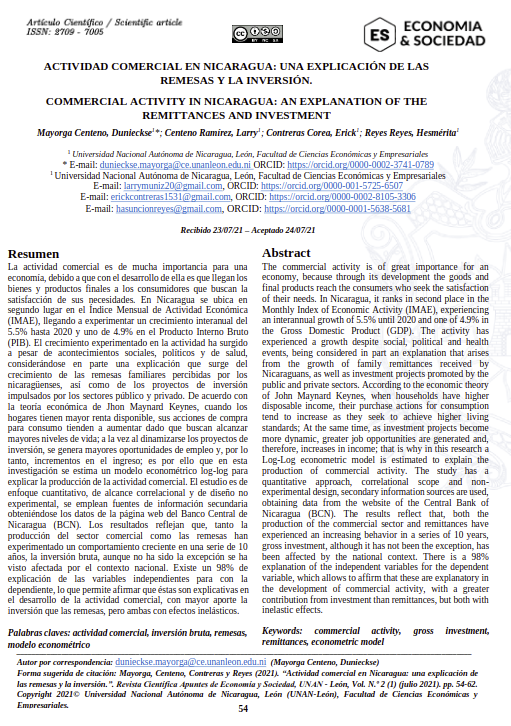 Actividad comercial en Nicaragua: Una explicación de las remesas y la inversión