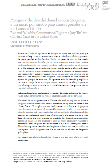 Apogeo y declive del derecho constitucional a un juicio por jurado para causas penales en los Estados Unidos