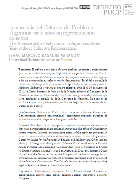 La ausencia del Defensor del Pueblo en Argentina