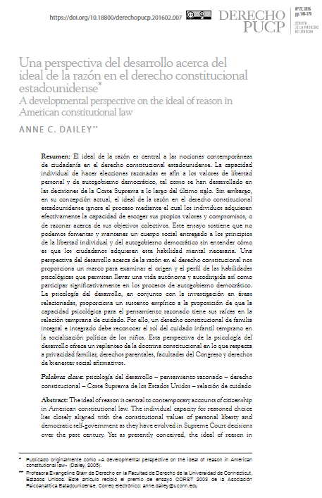 Una perspectiva del desarrollo acerca del ideal de la razón en el derecho constitucional estadounidense