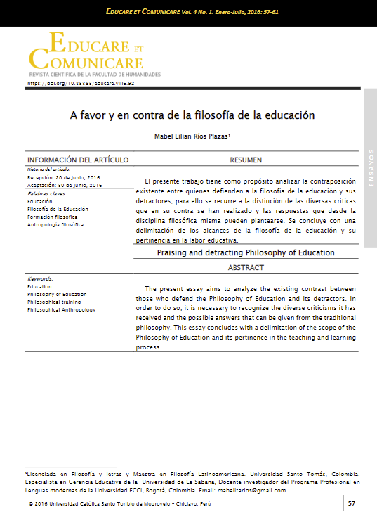 A favor y en contra de la filosofía de la educación