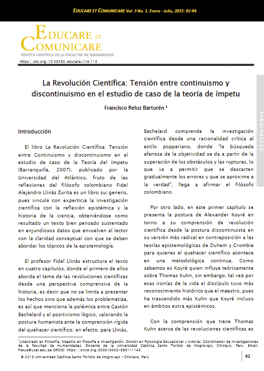 La Revolución científica: Tensión entre continuismo y discontinuismo en el estudio de caso de la teoría de ímpetu