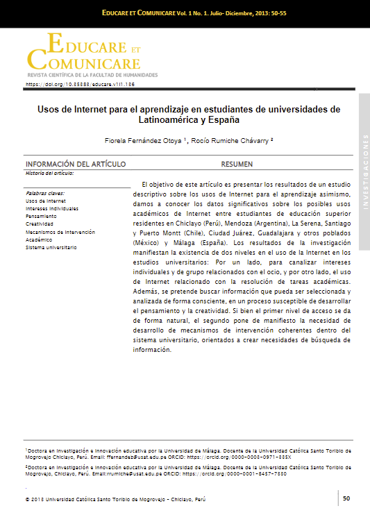 Usos de internet para el aprendizaje en estudiantes de universidades de Latinoamérica y España