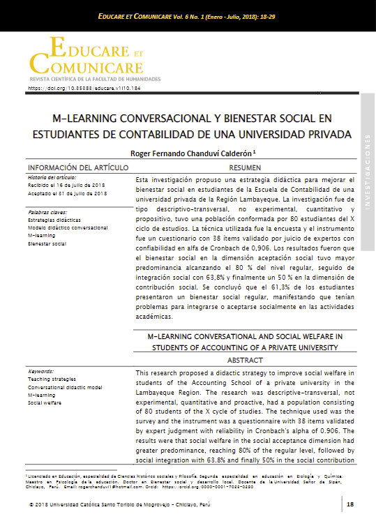 M-learning conversacional y bienestar social en estudiantes de contabilidad de una universidad privada