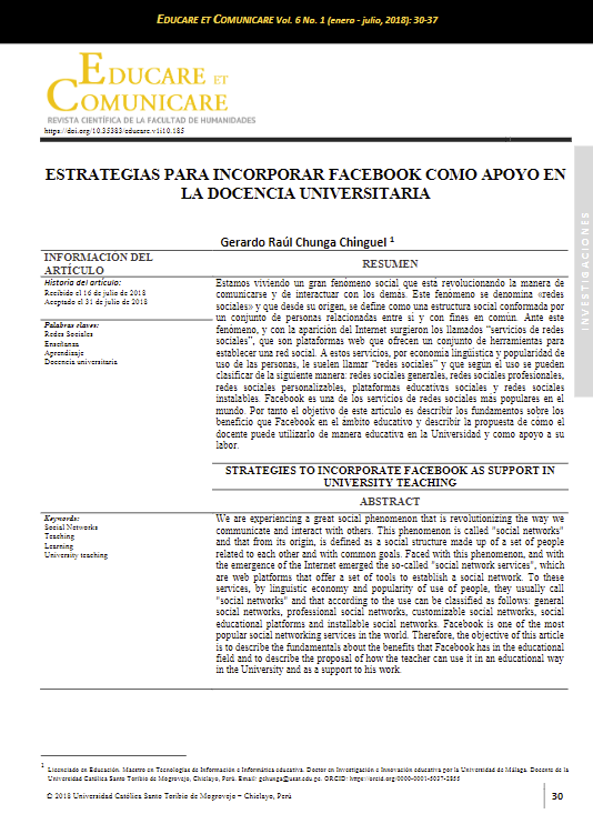Estrategias para incorporar Facebook como apoyo en la docencia universitaria