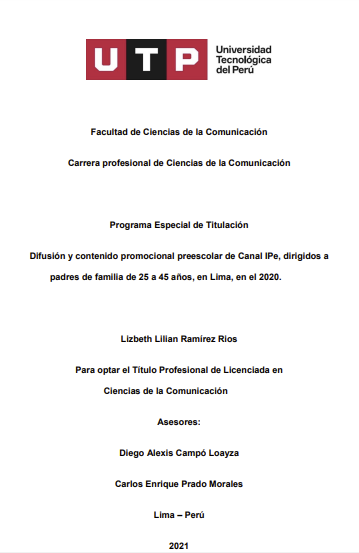 Difusión y contenido promocional preescolar de Canal IPe, dirigidos a padres de familia de 25 a 45 años, en Lima, en el 2020