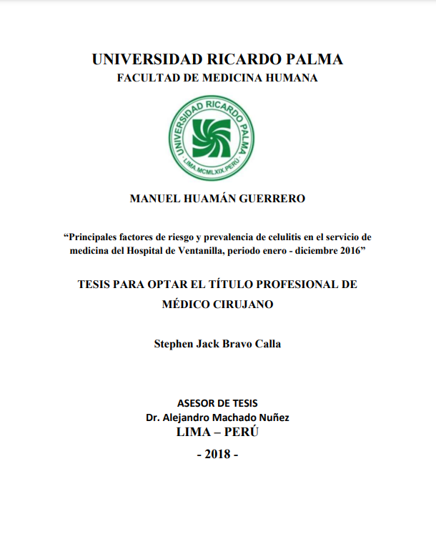 Principales factores de riesgo y prevalencia de celulitis en el servicio de medicina del Hospital de Ventanilla, periodo enero - diciembre 2016