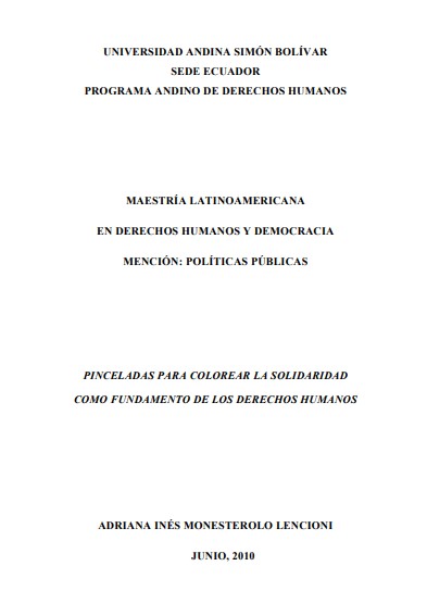Pinceladas para colorear la solidaridad como fundamento de los derechos humanos