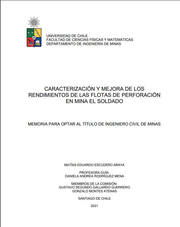 Caracterización y mejora de los rendimientos de las flotas de perforación en mina El Soldado