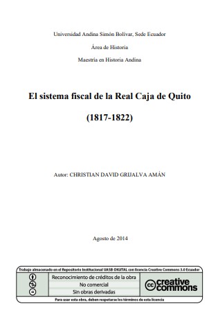 El sistema fiscal de la Real Caja de Quito (1817-1822)