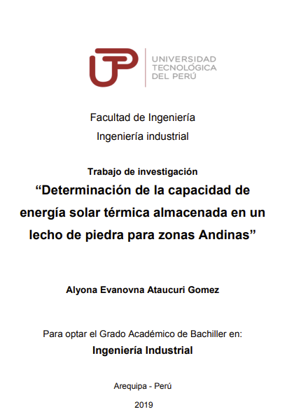 Determinación de la capacidad de energía solar térmica almacenada en un lecho de piedra para zonas Andinas