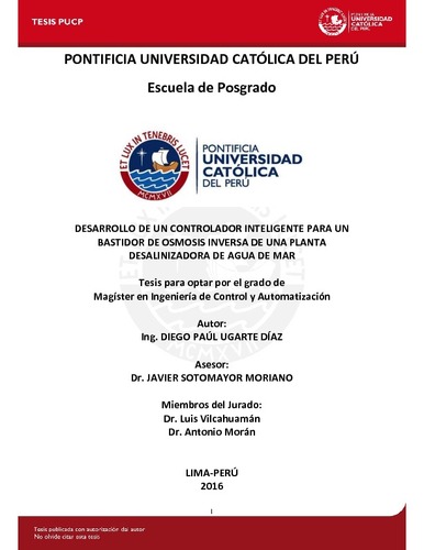 Desarrollo de un controlador inteligente para un bastidor de osmosis inversa de una planta desalinizadora de agua de mar