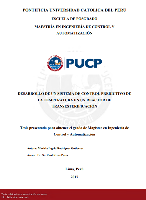 Desarrollo de un sistema de control predictivo de la temperatura en un reactor de transesterificación