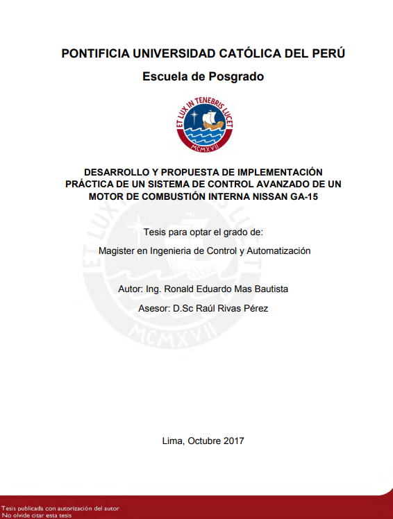 Desarrollo y propuesta de implementación práctica de un sistema de control avanzado de un motor de combustión interna Nissan