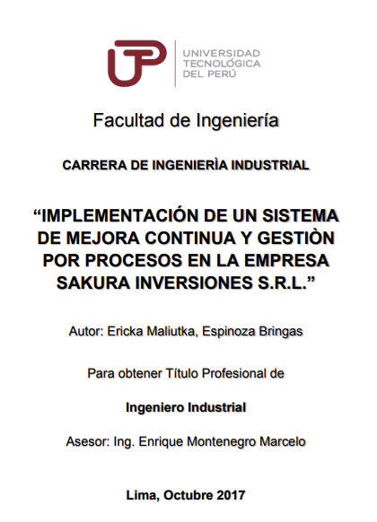 Implementación de un sistema de mejora continua y gestión por procesos en la empresa Sakura Inversiones S.R.L.