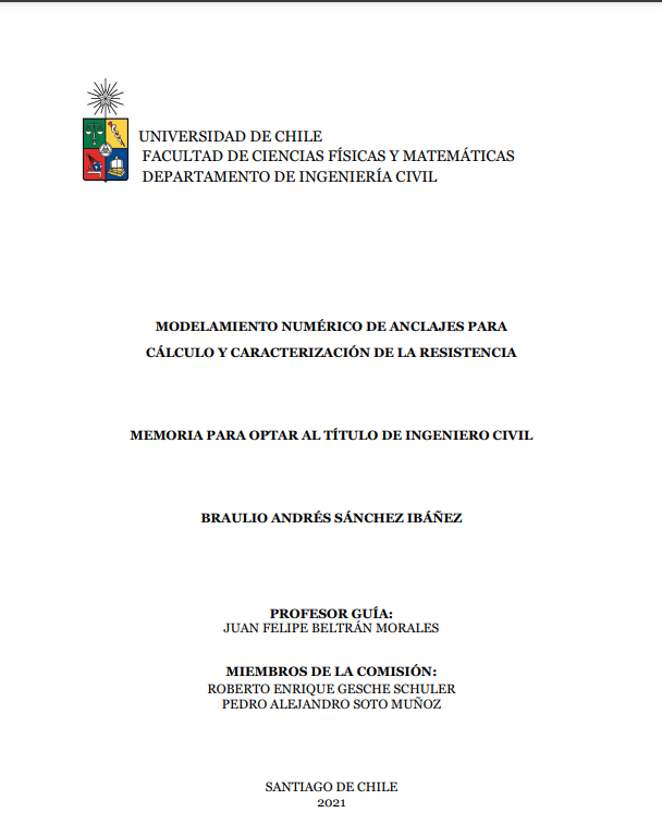 Modelamiento numérico de anclajes para cálculo y caracterización de la resistencia