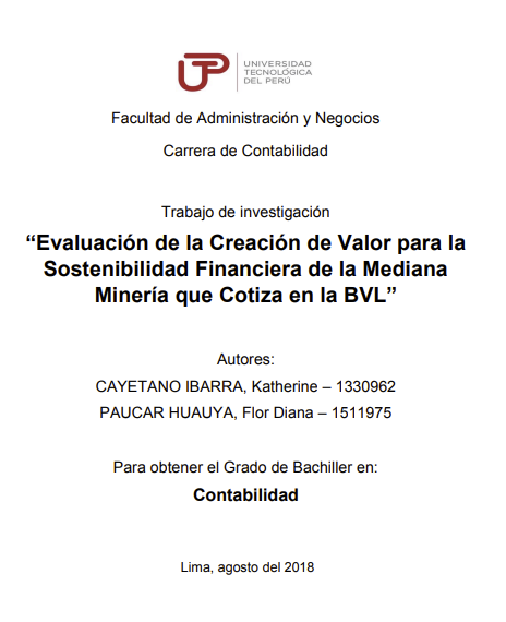 Evaluación de la creación de valor para la sostenibilidad financiera de la mediana minería que cotiza en la BVL