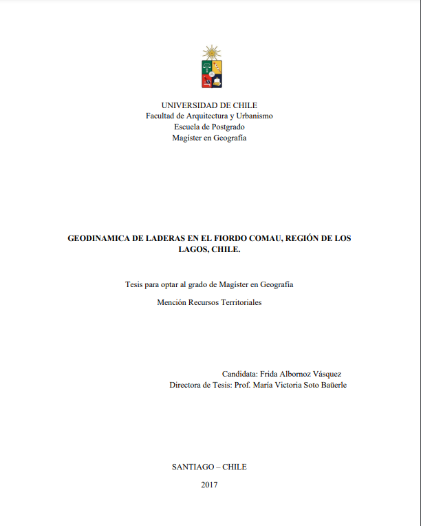 Geodinámica de laderas en el Fiordo Comau, Región de Los Lagos, Chile