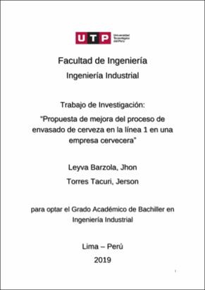 Propuesta de mejora del proceso de envasado de cerveza en la línea 1 en una empresa cervecera