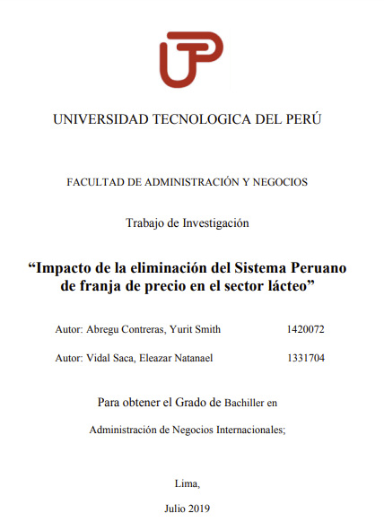 Impacto de la eliminación del sistema peruano de franja de precio en el sector lácteo