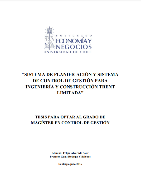 Sistema de planificación y sistema de control de gestión para ingeniería y construcción Trent Limitada