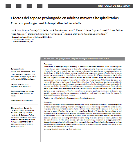 Efectos del reposo prolongado en adultos mayores hospitalizados