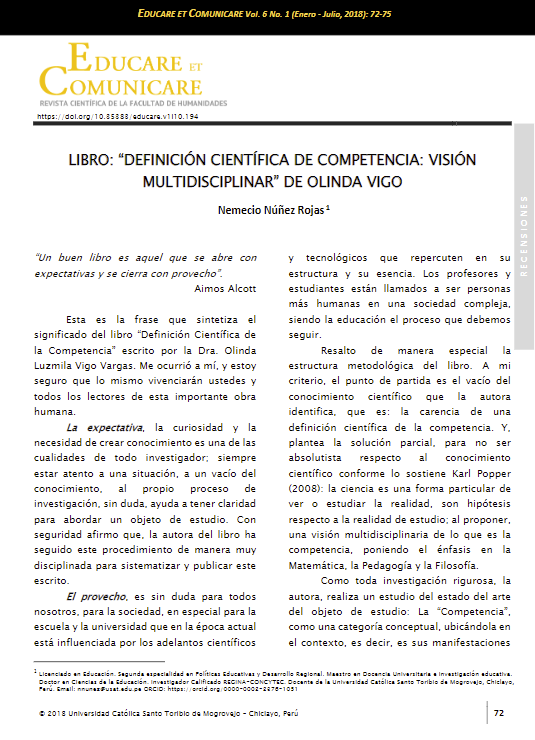 Libro: &quot;Definición científica de competencia: visión multidisciplinar&quot; de Olinda Vigo