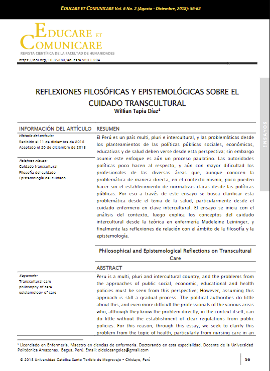 Reflexiones filosóficas y epistemológicas sobre el cuidado transcultural