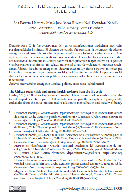 Crisis social chilena y salud mental: una mirada desde el ciclo vital