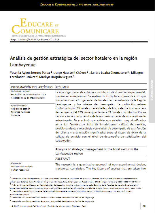 Análisis de gestión estratégica del sector hotelero en la región Lambayeque