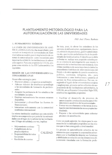 Planeamiento metodológico para la autoevaluación de las universidades